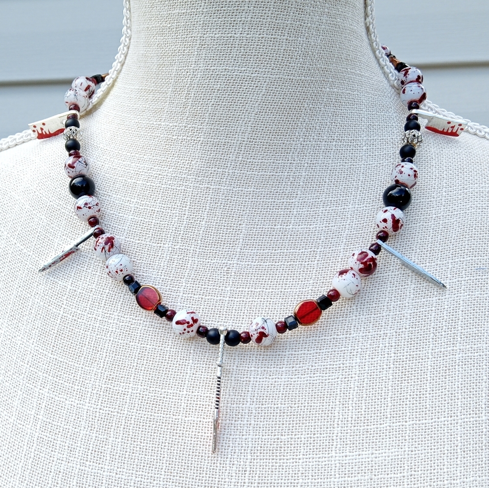 Elegant Slasher Horror Necklace, Custom made.